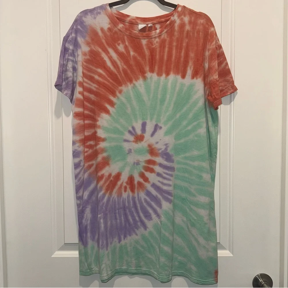 BP. Oversized Tie-Dye T-Shirt Dress - Picture 1 of 3